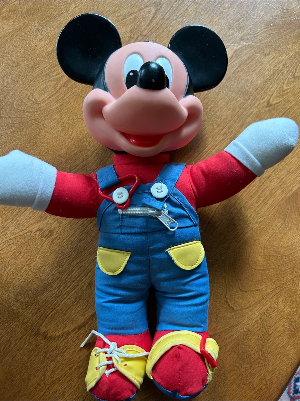 Vintage Disney Mickey Mouse Red, Blue & Yellow Plush Learning Toy